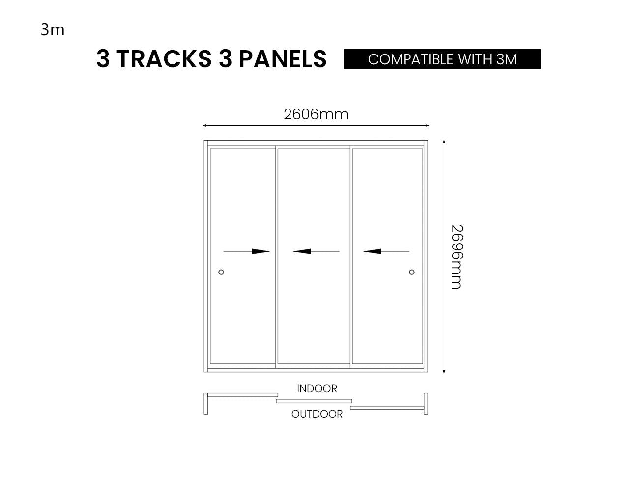 Frame Glass Sliding Door for Tasman Wall Mounted Pergola Size: 3m Color: Black #color_black, color_white