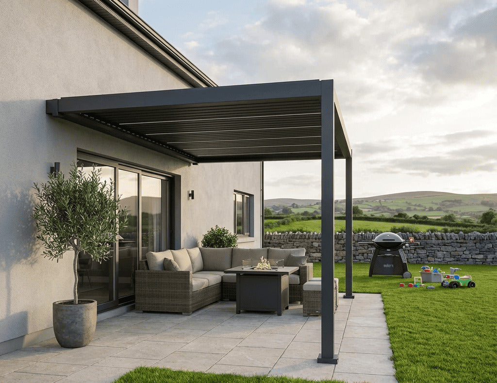 Tasman 3×3m Motorised Wall Mounted Aluminium Pergola