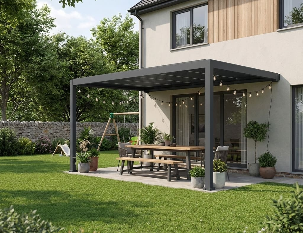 Tasman 3×3m Motorised Wall Mounted Aluminium Pergola