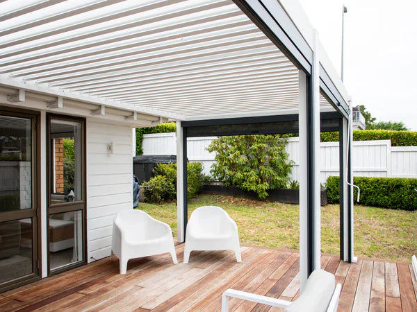 Side Deck To Second Living Room: Richard’s Wall-Mounted Pergola