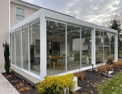 Frame Glass Sliding Door for Tasman Wall Mounted Pergola Size: 3m Color: White  #color_white