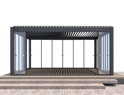 Frame Glass Sliding Door for Tasman Wall Mounted Pergola Size: 3m Color: Charcoal