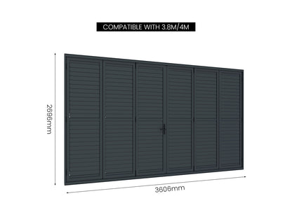 Tasman Wall Mounted Pergola Bifold Shutter Wall Size: 3m Color: Black