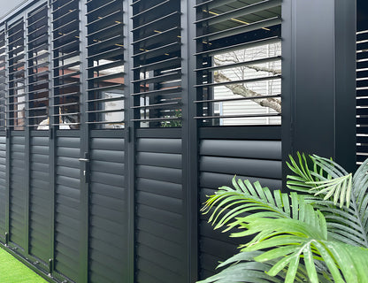 Pacific Bifold Freestanding Pergola Shutter Wall Size: 4m Color: Black