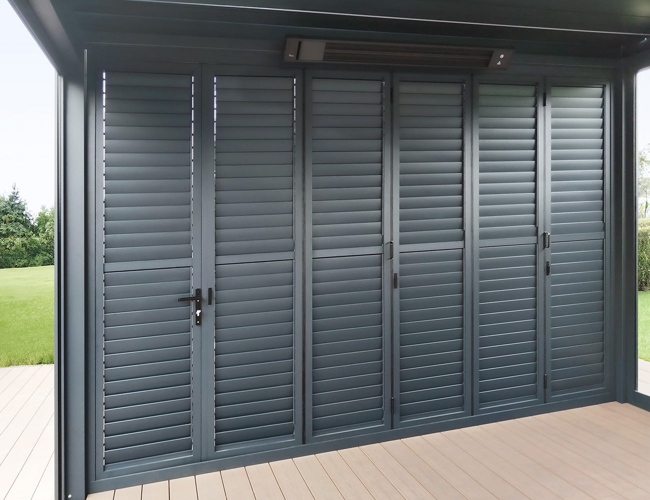 Pacific Bifold Freestanding Pergola Shutter Wall Size: 4m Color: Black