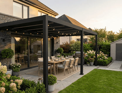 Tasman 8×4m Motorised Wall Mounted Aluminium Pergola