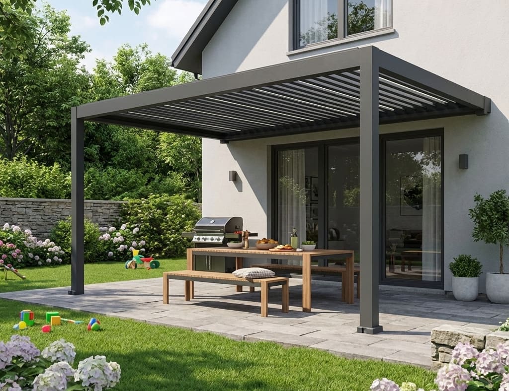 Tasman 3×3m Motorised Wall Mounted Aluminium Pergola
