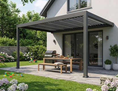 Tasman 3×3m Motorised Wall Mounted Aluminium Pergola