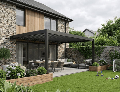 Tasman 4×3m Motorised Wall Mounted Aluminium Pergola