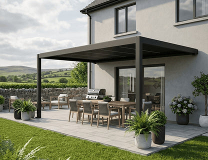 Tasman 4×3m Motorised Wall Mounted Aluminium Pergola